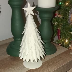 Elegant White Metal Holiday Tree Decoration